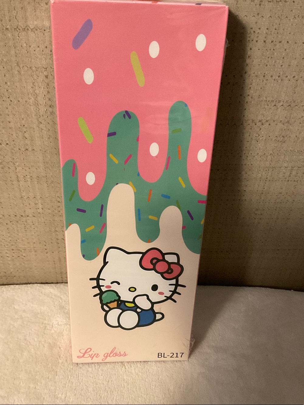Hello Kitty Pink, White & Green Lip Gloss - Cute Kids Lip Shine